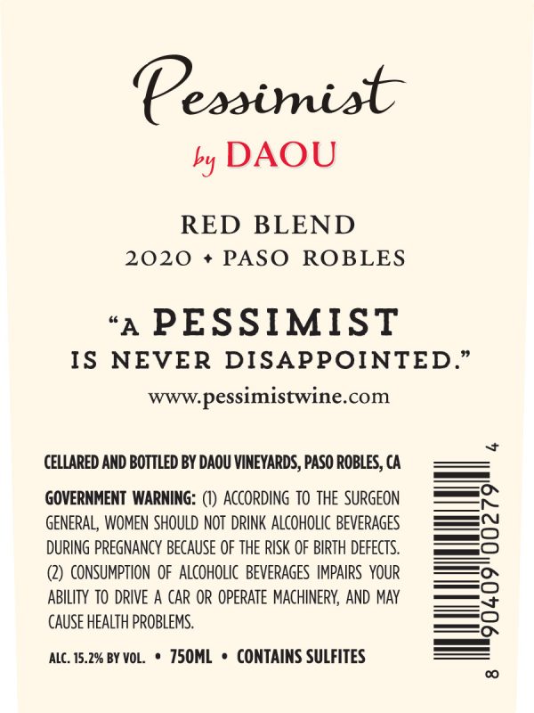 Pessimist by Daou Vineyards 2020 Red Blend - Image 3