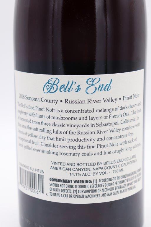 Bell's End Pinot Noir 2018 Old Vine Wine & Spirits
