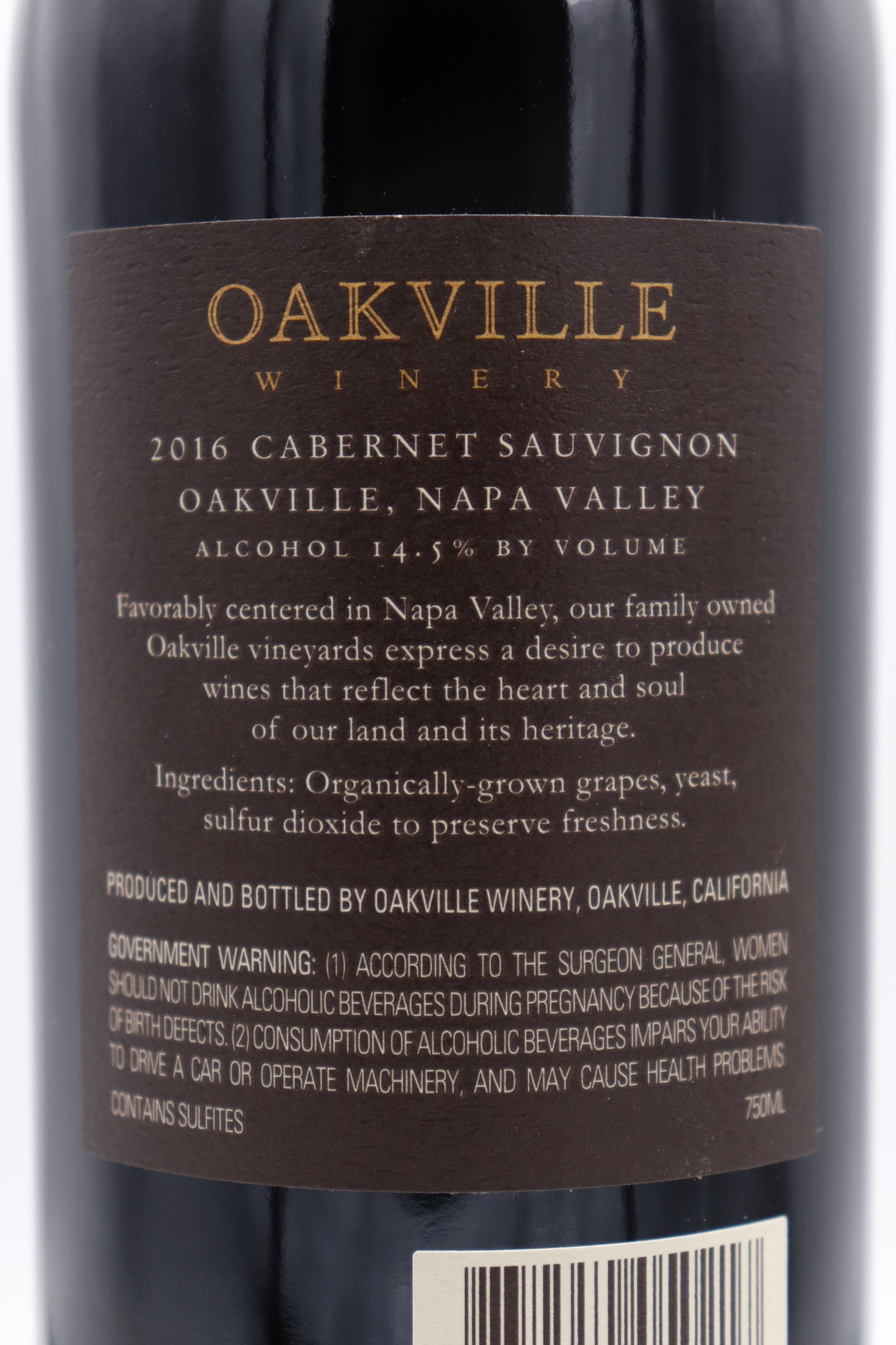 Oakville Winery Estate Sauvignon 2016 Old Vine Wine & Spirits