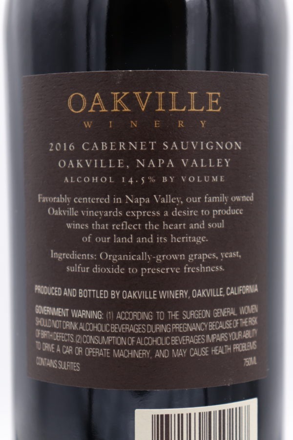 Oakville Winery Estate Cabernet Sauvignon 2016 - Image 2