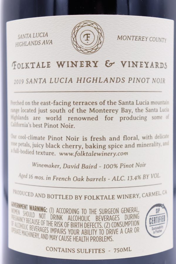 2019 Folktale Santa Lucia Highlands Reserve Pinot Noir - Image 2
