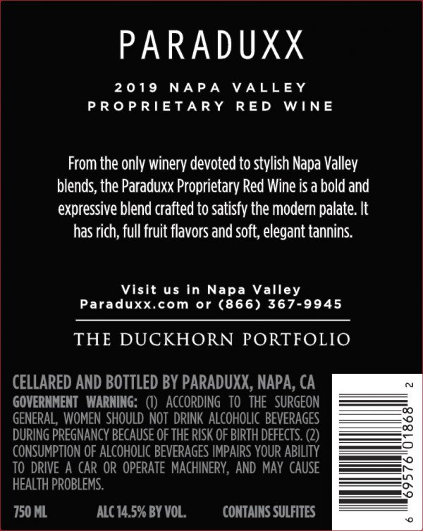Paraduxx 2019 Proprietary Napa Valley Red Wine - The Duckhorn Portfolio - Image 2