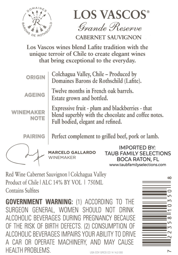 Los Vascos 2017 Grande Reserve Cabernet Sauvignon - Image 3